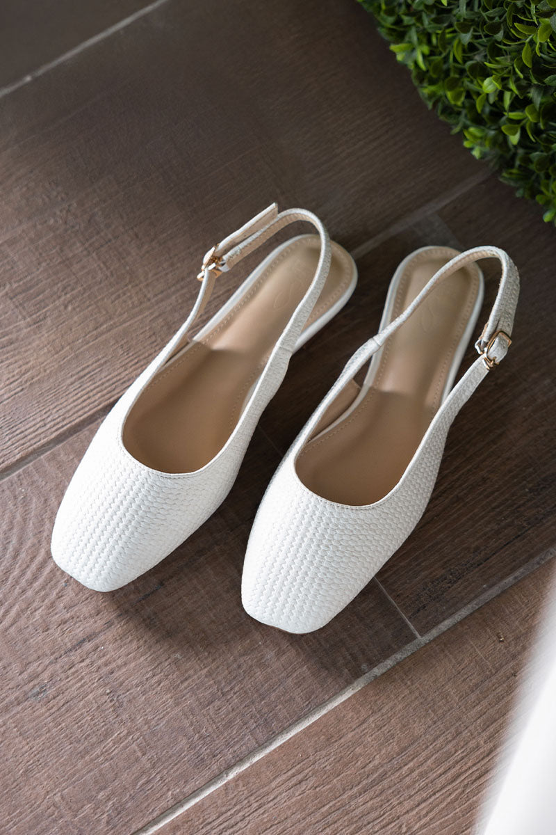 Crest Slingback Flats in White Waterproof Rattan - Image 6