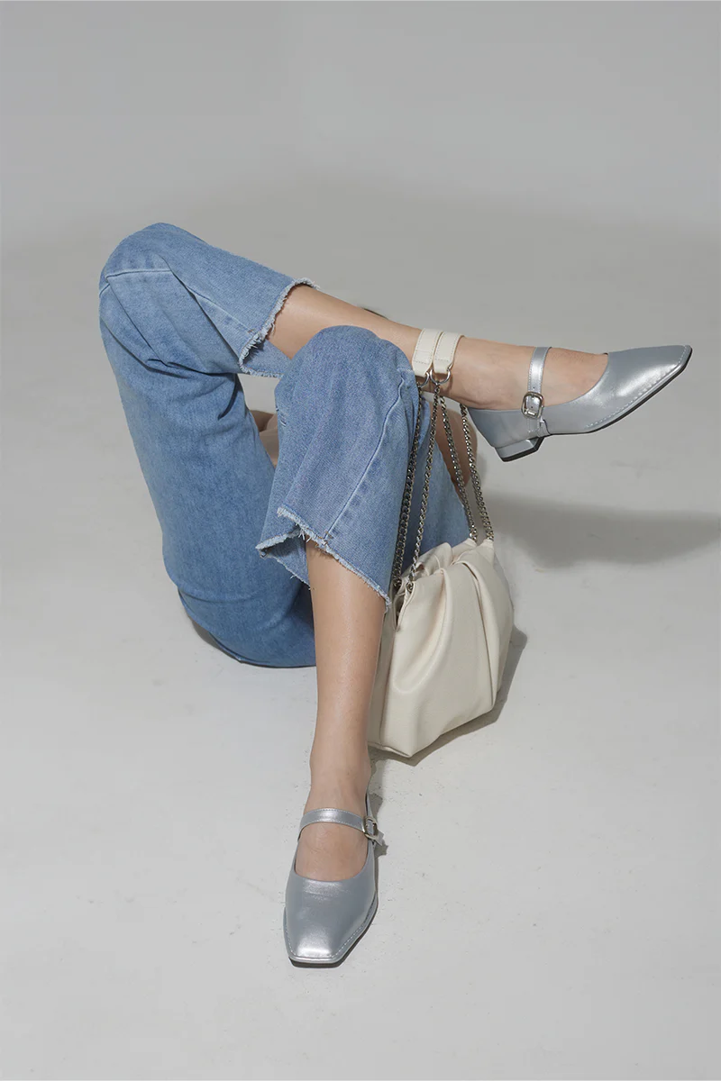 Cypher Buckle Maryjane Flats in Silver - Image 5