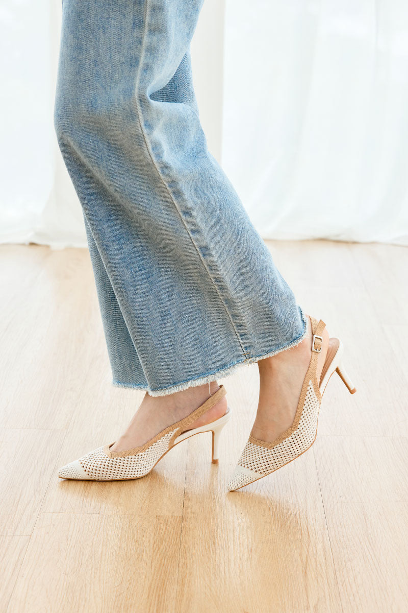 Deiji Flyknit Slingback Heels in White Contrast - Image 4