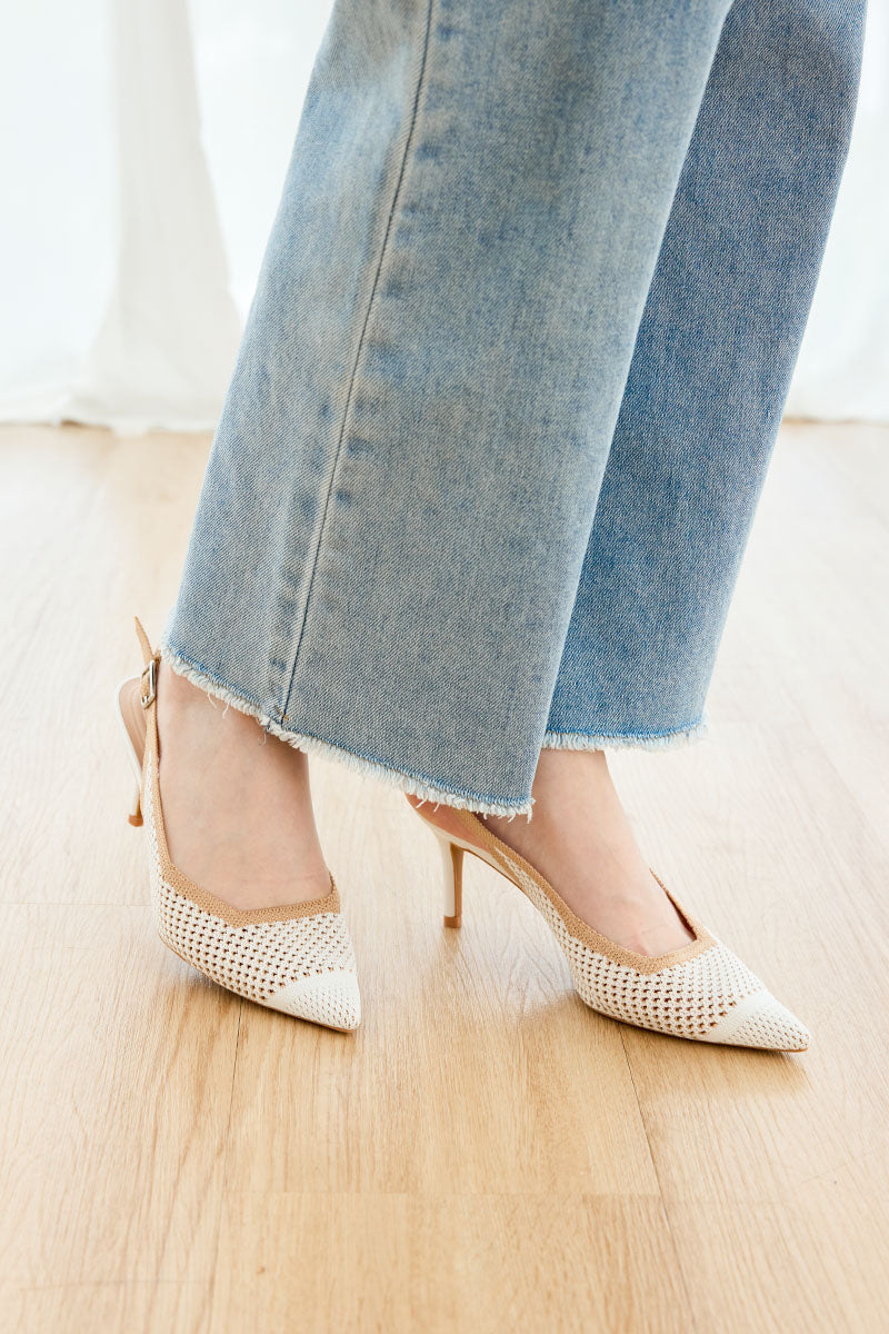 Deiji Flyknit Slingback Heels in White Contrast - Image 7