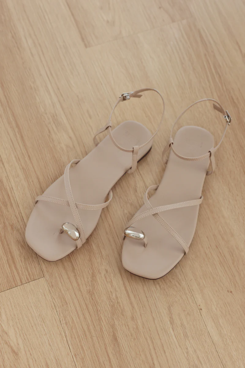 Delara Hardware Strappy Sandals in Taupe - Image 2