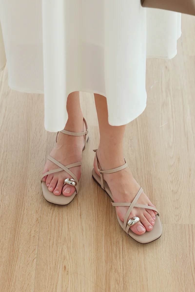 Delara Hardware Strappy Sandals in Taupe - Image 4