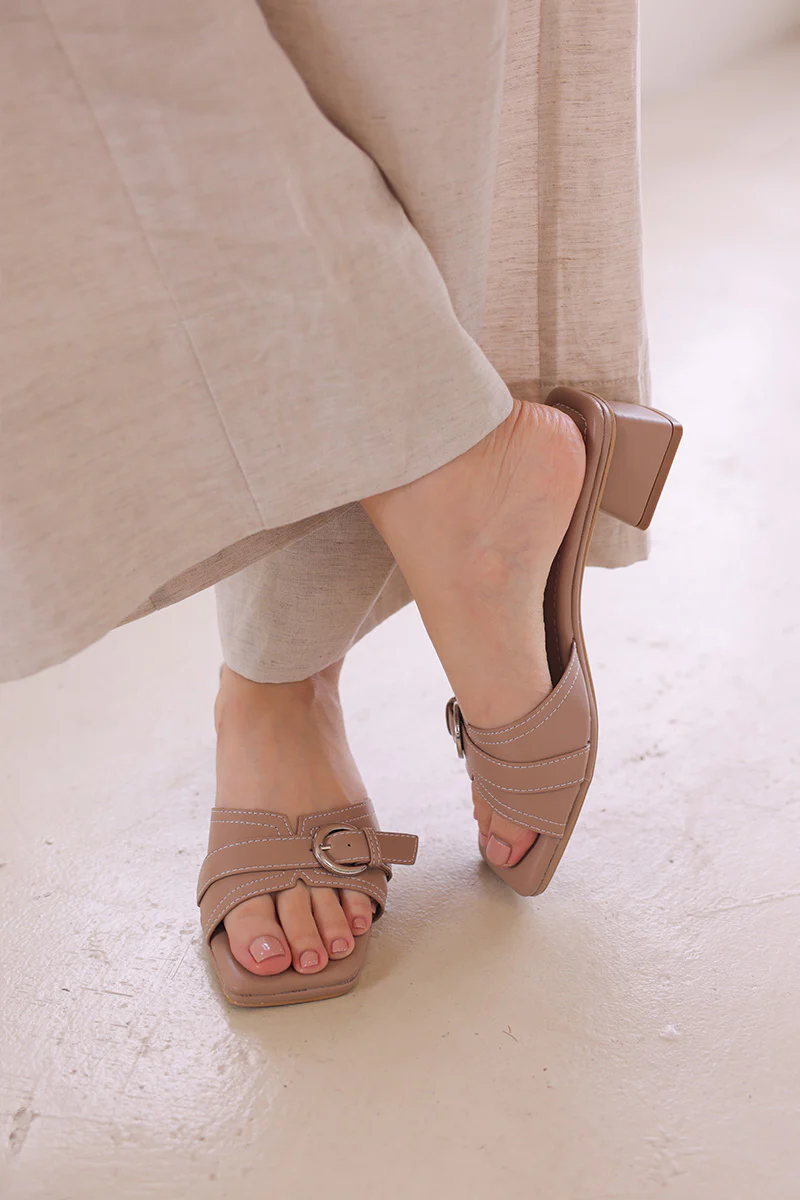 Delora Buckle Cloud Heels in Taupe - Image 3