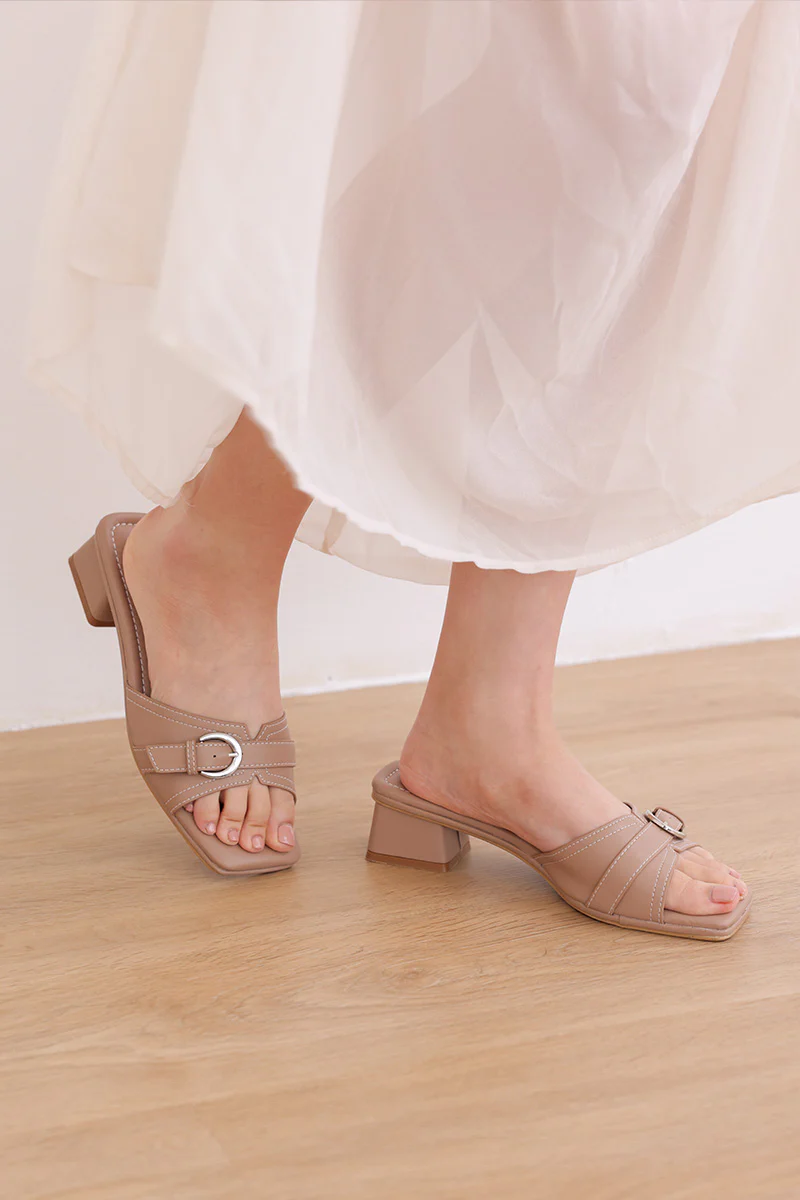 Delora Buckle Cloud Heels in Taupe - Image 6