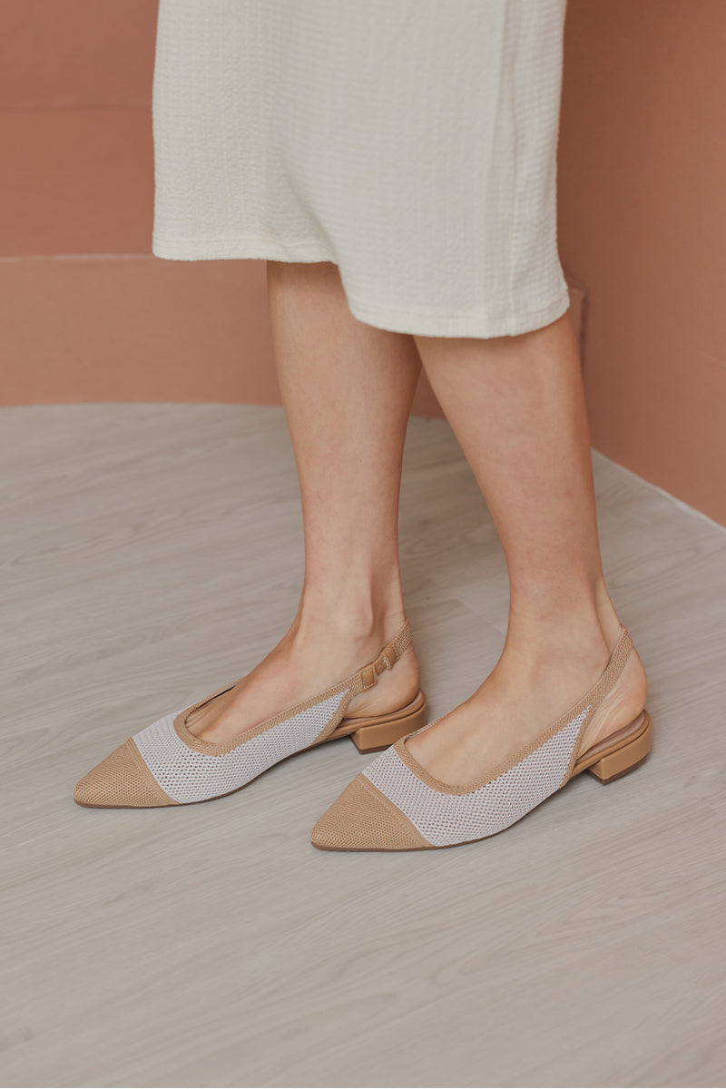 Dixie Cloud Lightweight Mesh Slingback Flats in Nude Contrast - Image 2