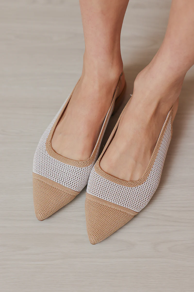 Dixie Cloud Lightweight Mesh Slingback Flats in Nude Contrast - Image 4