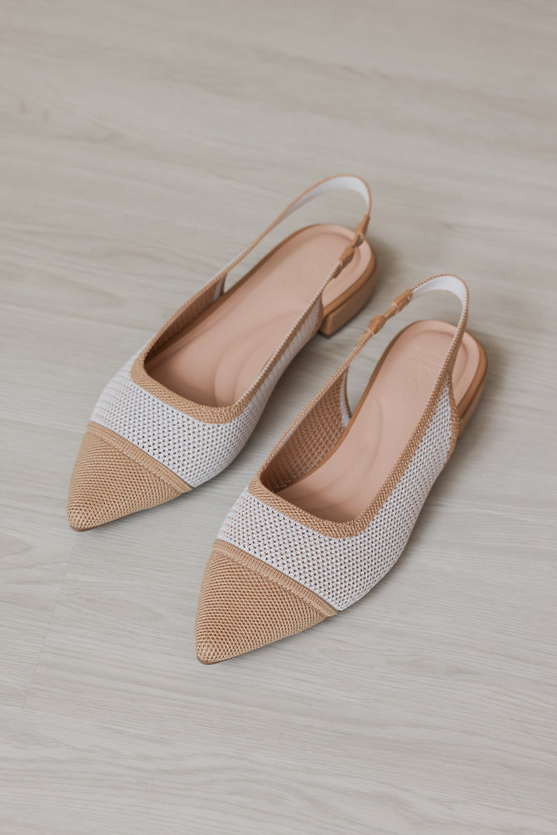 Dixie Cloud Lightweight Mesh Slingback Flats in Nude Contrast - Image 6