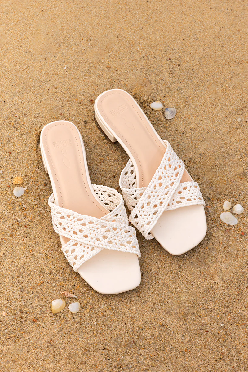Dolores Crochet Sliders in Ivory - Image 6