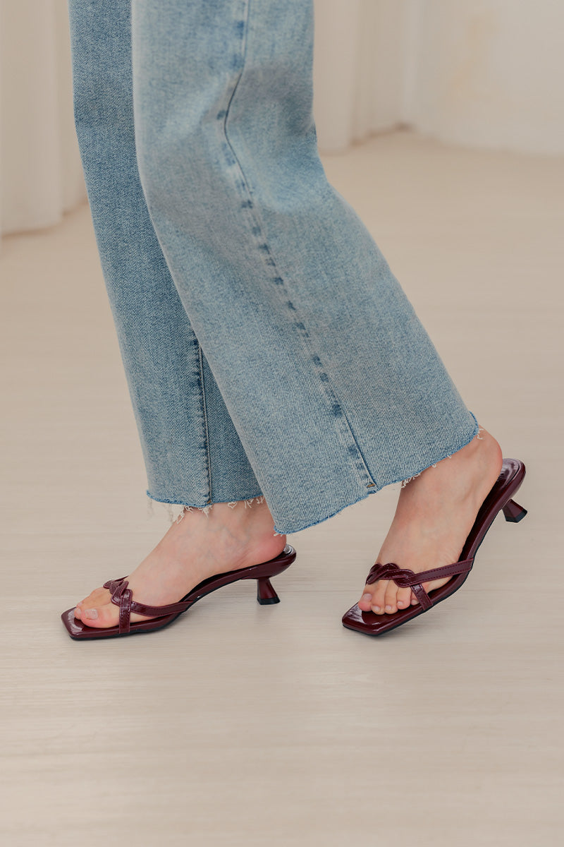 Elvaria Strappy Kitten Heels in Oxblood - Image 3