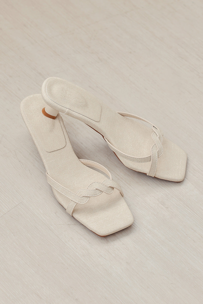 Elvaria Strappy Kitten Heels in Waterproof Linen - Image 6