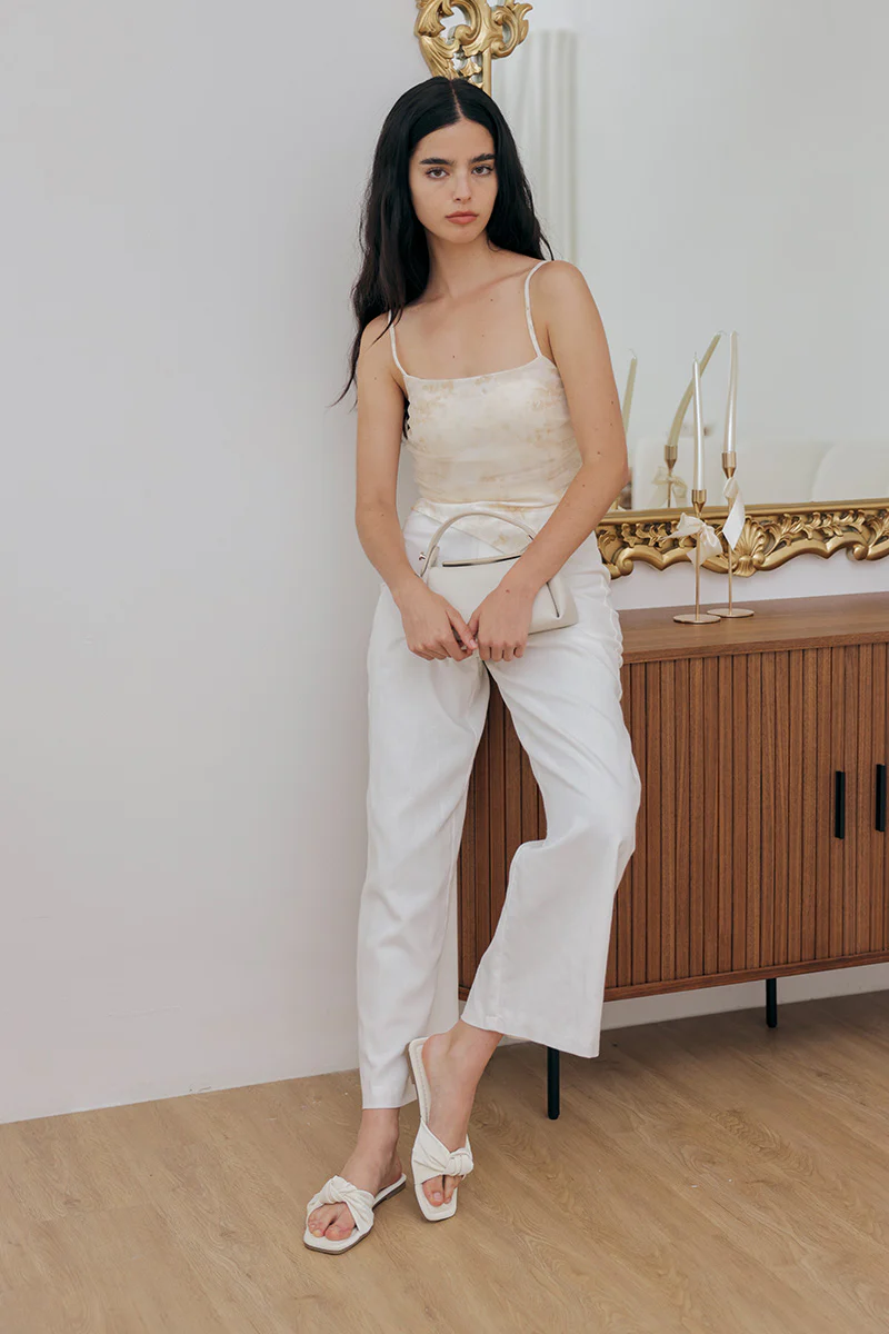 Emmie Knot Sliders in Cream Waterproof Velvet - Image 2