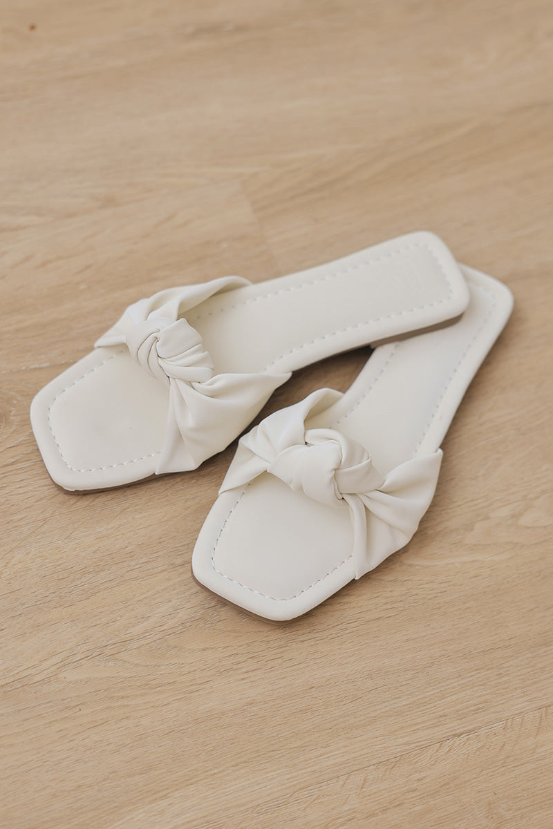 Emmie Knot Sliders in Cream Waterproof Velvet - Image 4