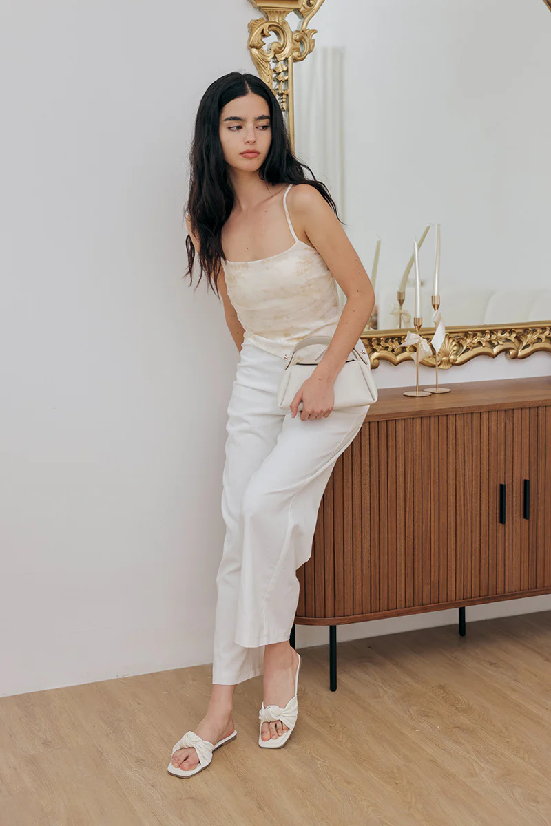 Emmie Knot Sliders in Cream Waterproof Velvet - Image 6