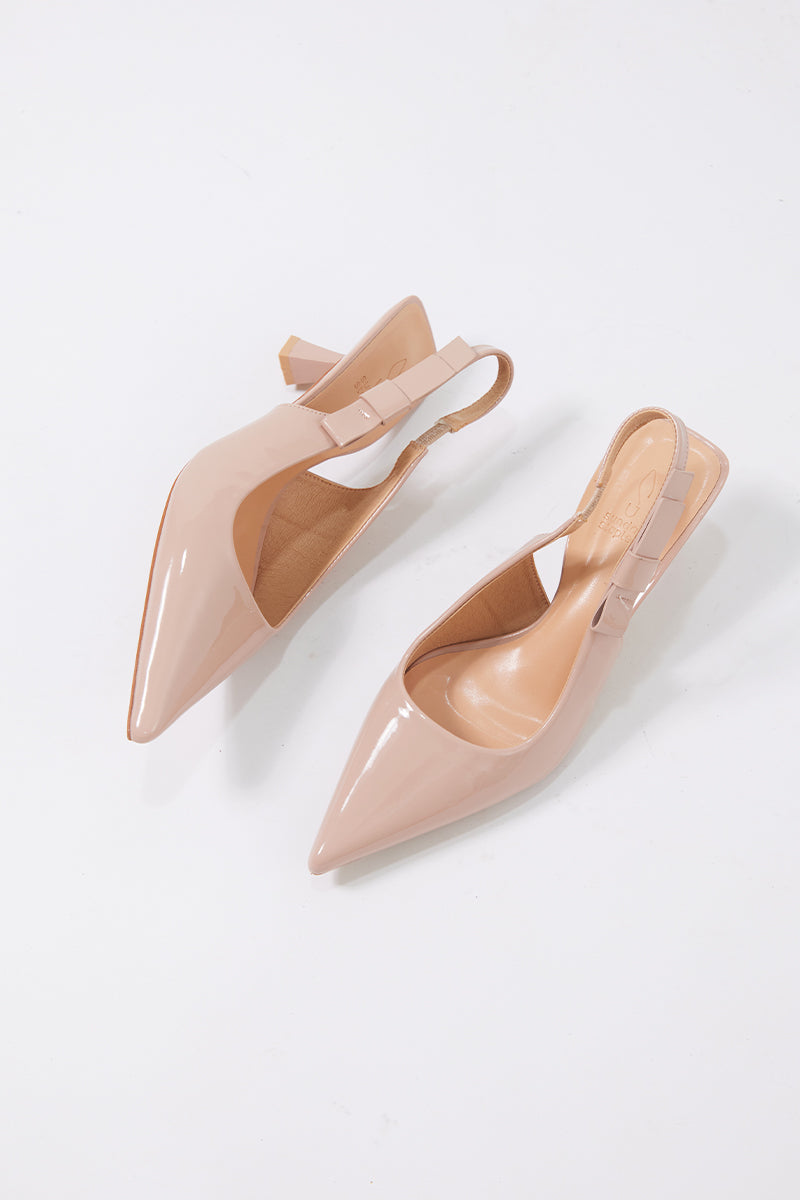 Fayth Ribbon Heels in Nude