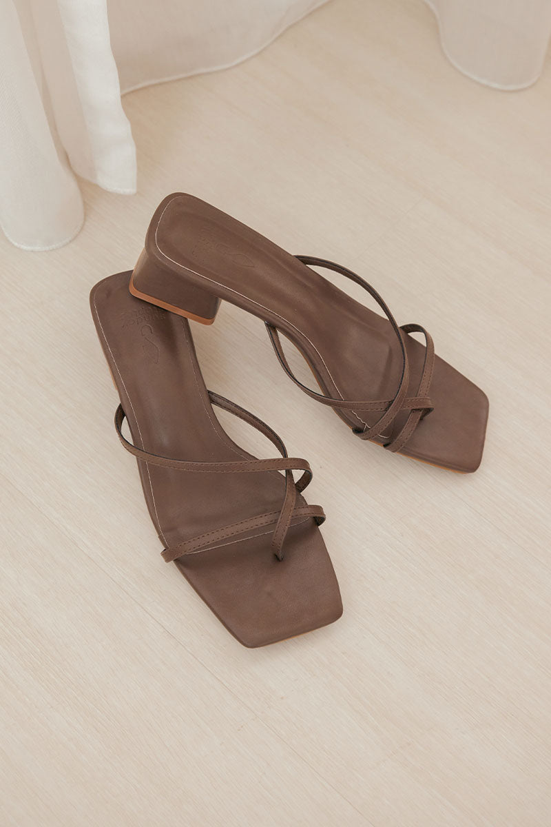 Finlie Strappy Block Heels in Ash Brown