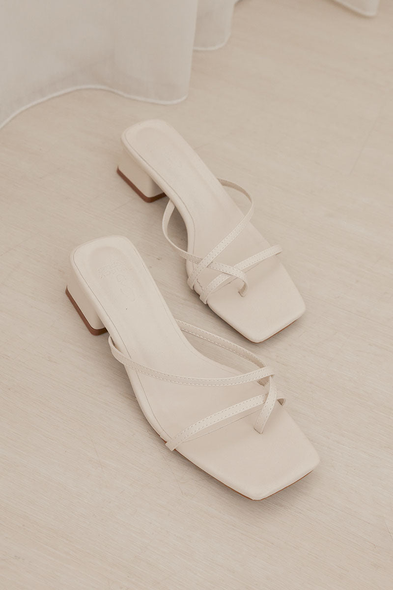 Finlie Strappy Block Heels in Cream - Image 3