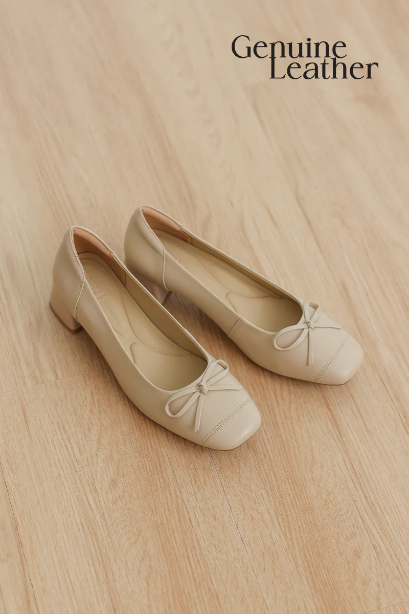 Florence Calf Leather Heels in Nude