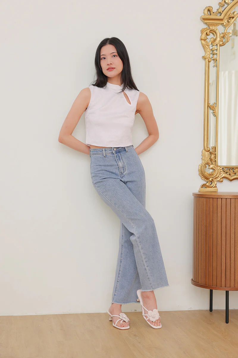 Florisse Heels in Waterproof Linen Cream - Image 2
