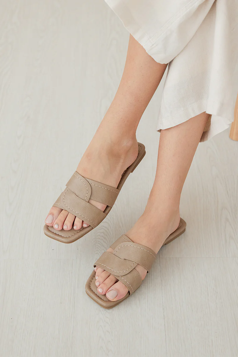 Ginette Interlocking Sliders in Taupe - Image 4