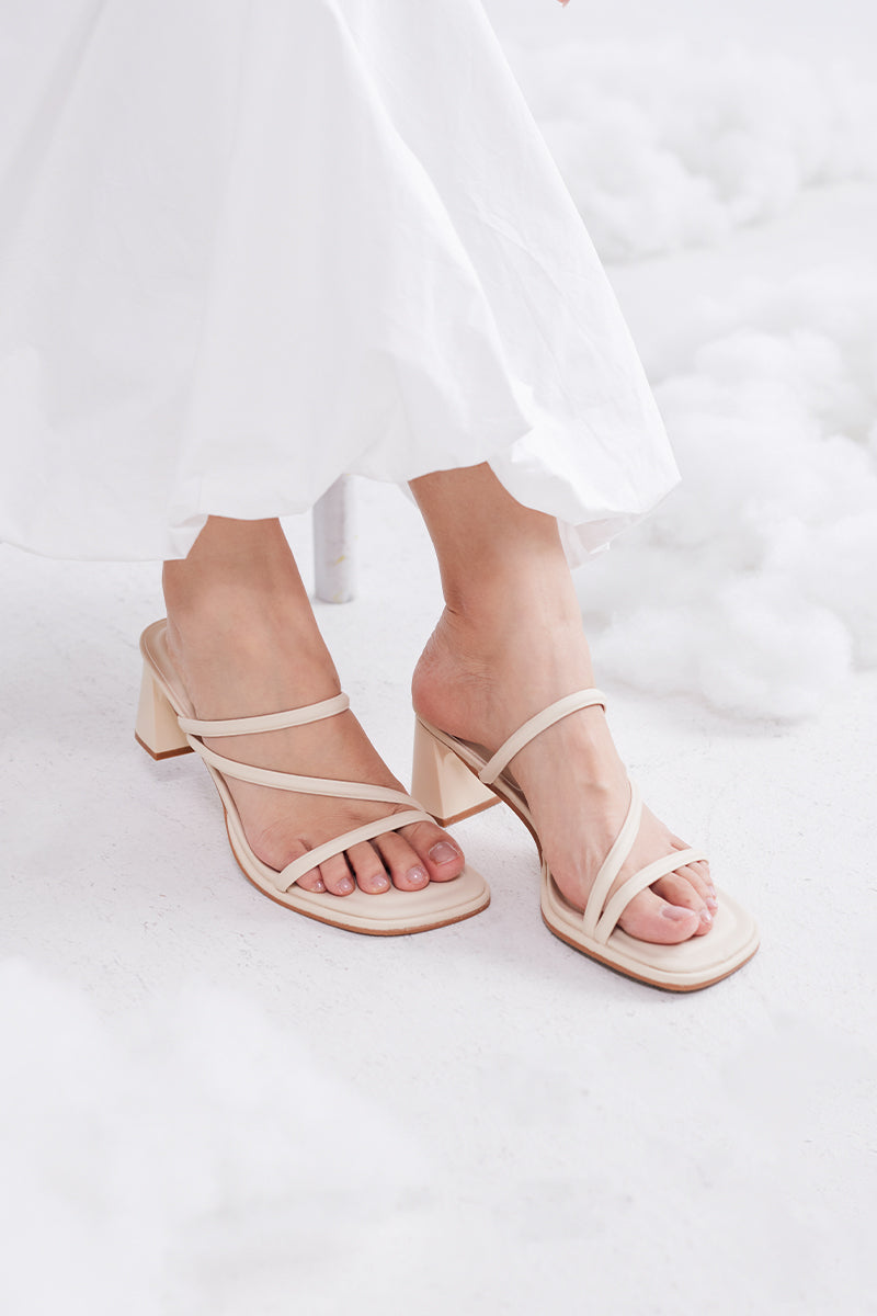 Haruna Strappy Cloud Heels in Cream - Image 2