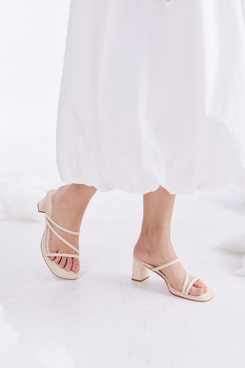 Haruna Strappy Cloud Heels in Cream - Image 4