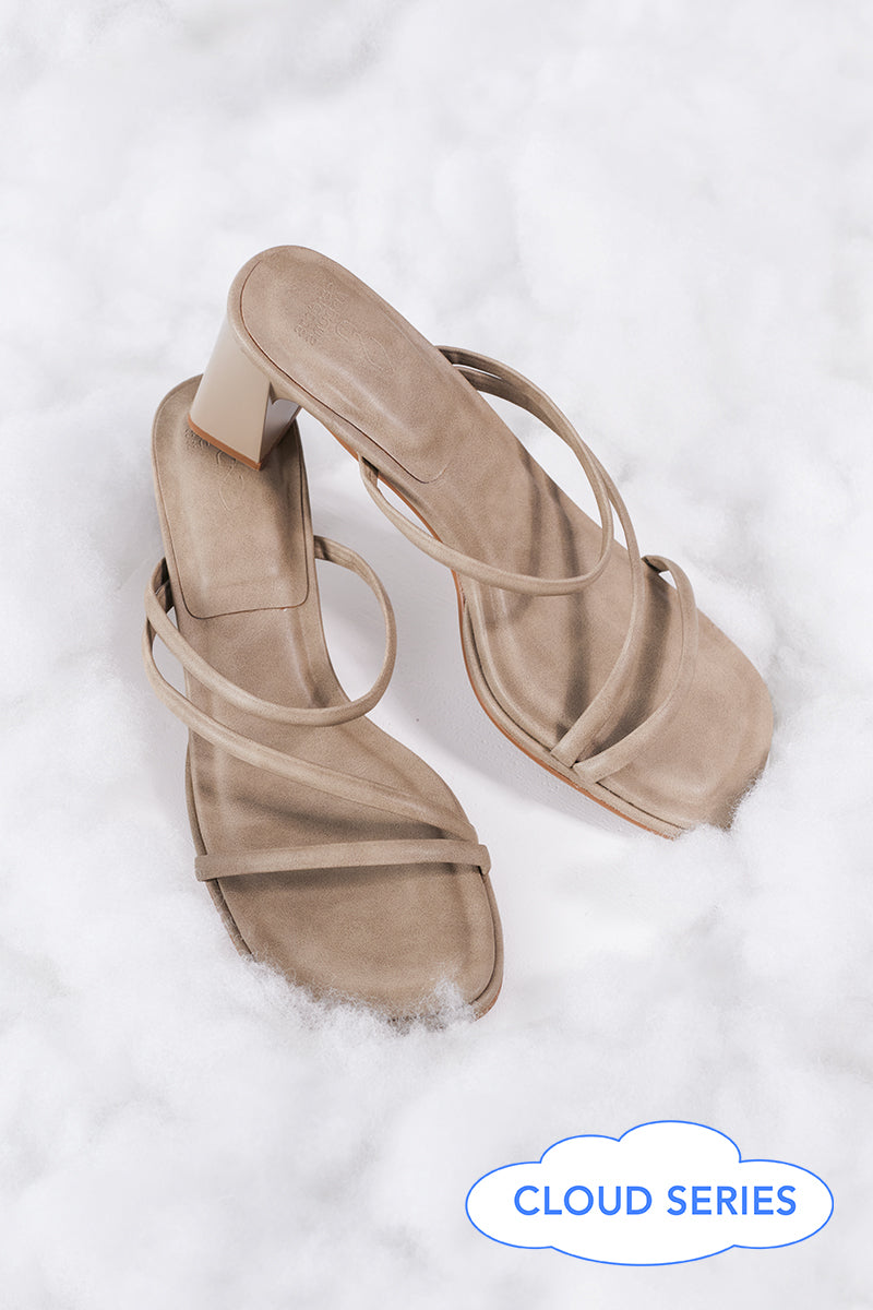 Haruna Strappy Cloud Heels in Taupe