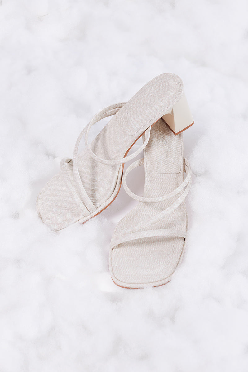 Haruna Strappy Cloud Heels in Waterproof Linen - Image 6