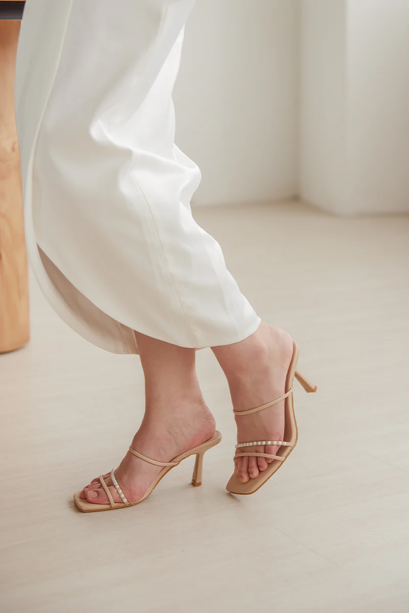 Henesey Pearl Strappy Heels in Nude - Image 5