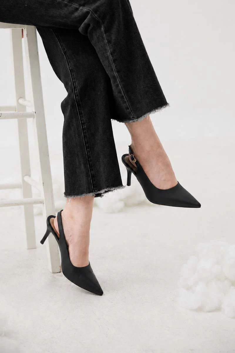 Ingrid Slingback Cloud Heels in Black - Image 2