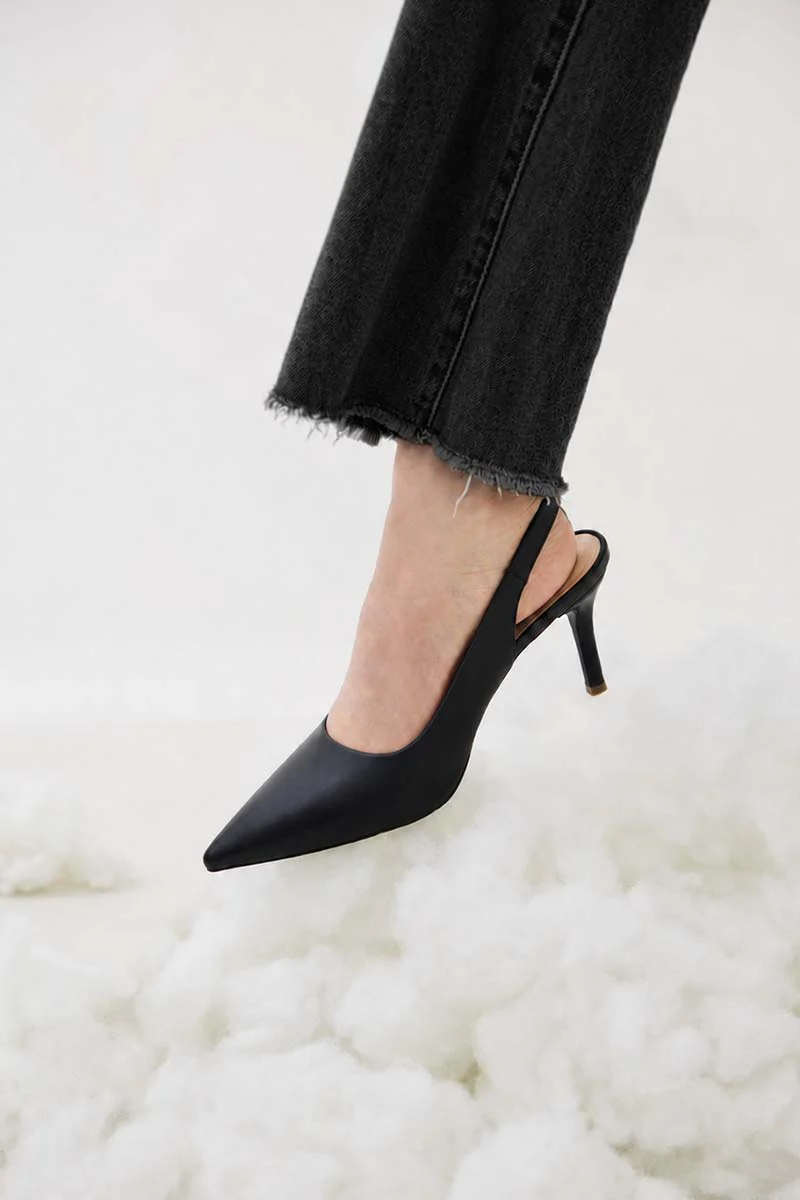 Ingrid Slingback Cloud Heels in Black - Image 5