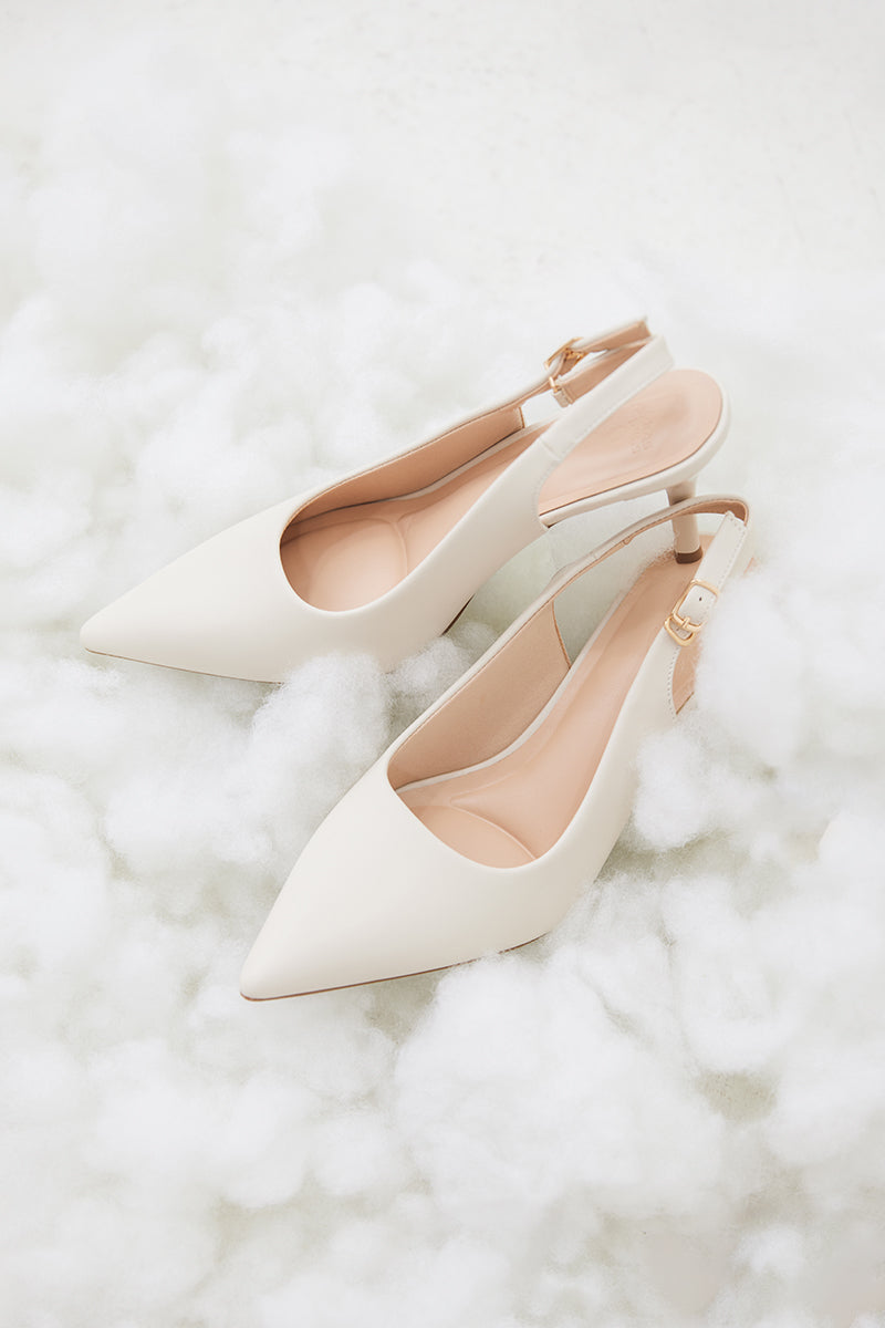 Ingrid Slingback Cloud Heels in Cream - Image 3