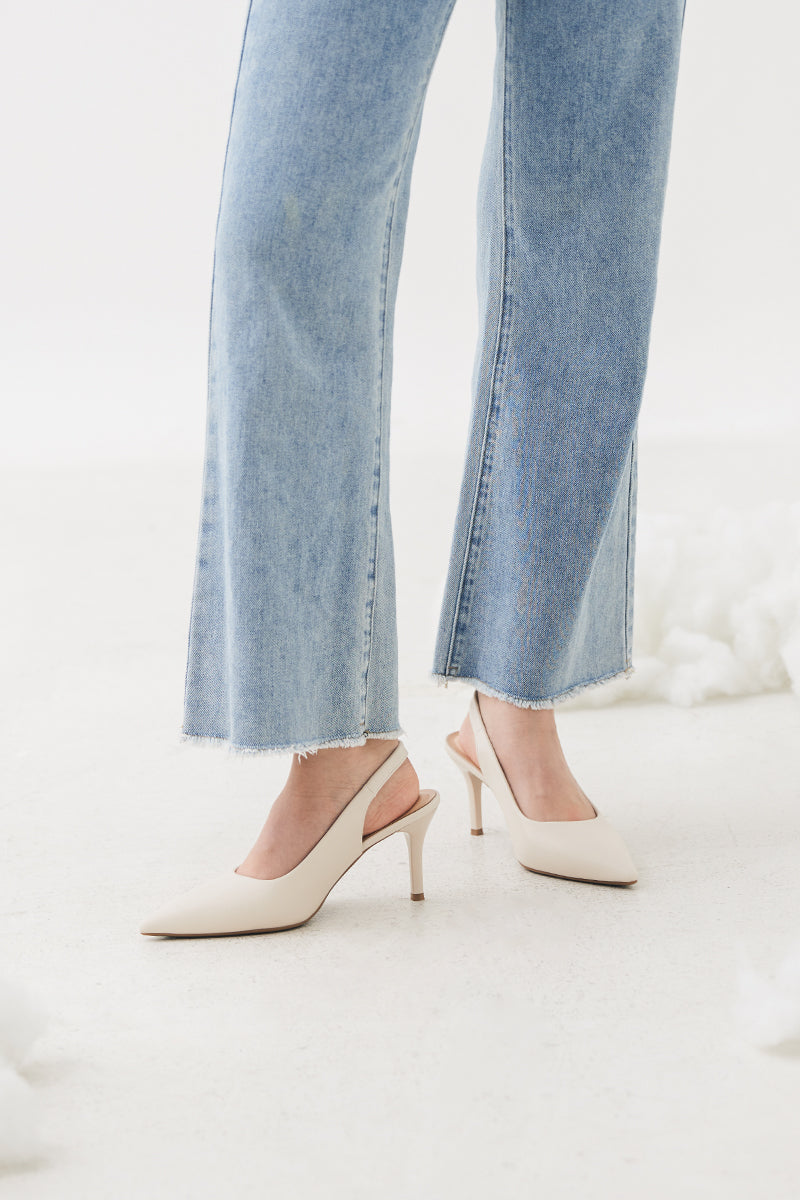 Ingrid Slingback Cloud Heels in Cream - Image 4