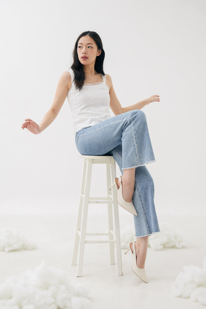 Ingrid Slingback Cloud Heels in Cream - Image 5