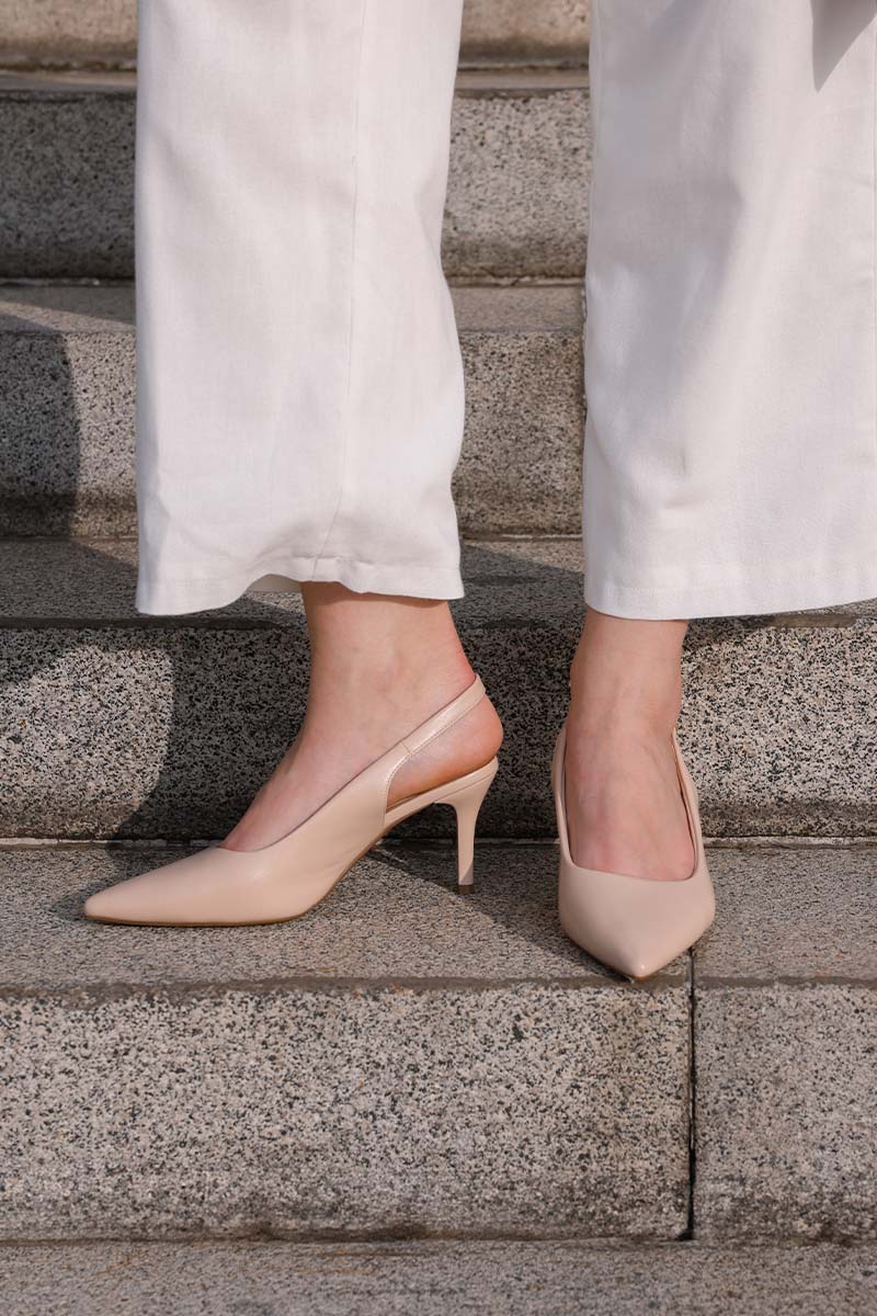 Ingrid Slingback Cloud Heels in Nude - Image 3