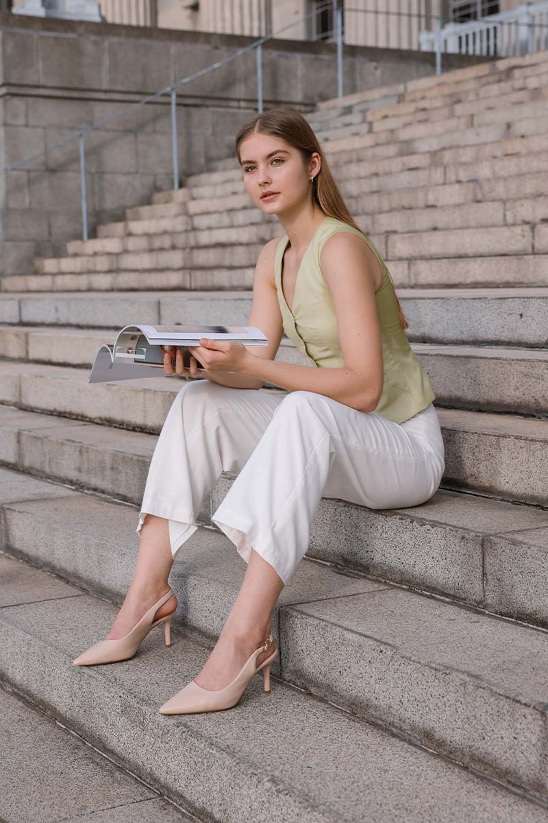 Ingrid Slingback Cloud Heels in Nude - Image 7