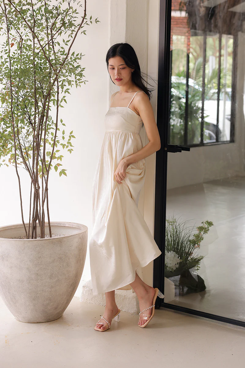 Irene Cloud Pearl Vinyl Strap Heels in Beige - Image 3