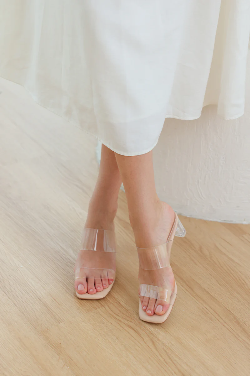 Isolde Cloud Vinyl Strap Heels in Beige - Image 3