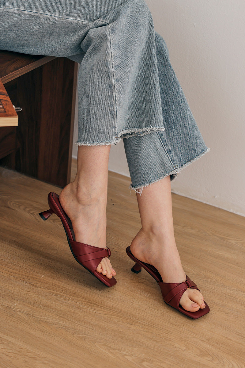 Ivara Kitten Heels in Cranberry - Image 2