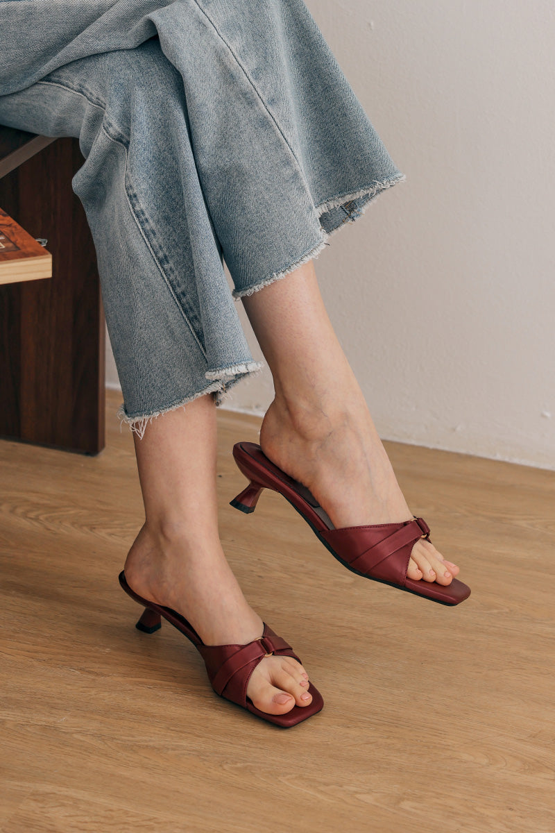 Ivara Kitten Heels in Cranberry - Image 4