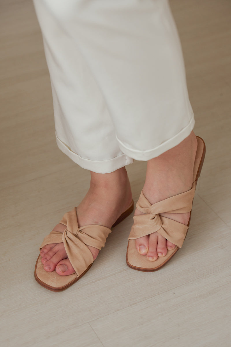 Jessa Cloud Sliders in Nude Waterproof Satin - Image 2