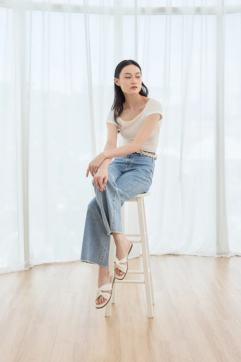 Jessa Cloud Sliders in Pearl Waterproof Satin - Image 3