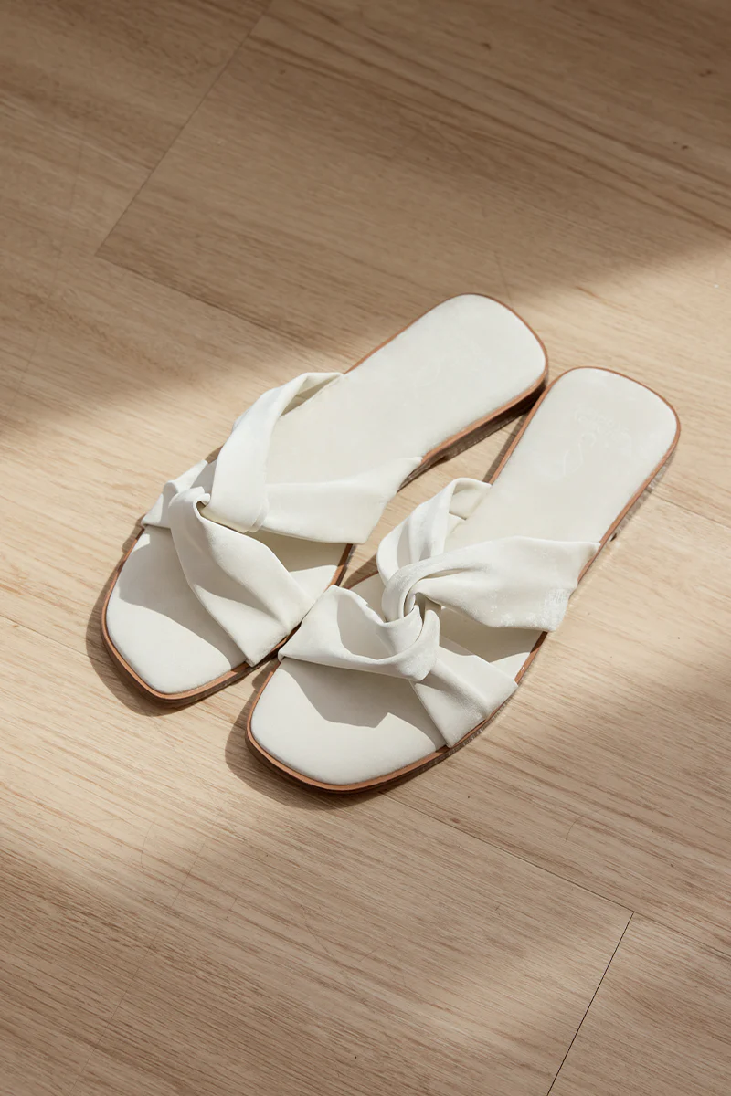 Jessa Cloud Sliders in Pearl Waterproof Satin - Image 6