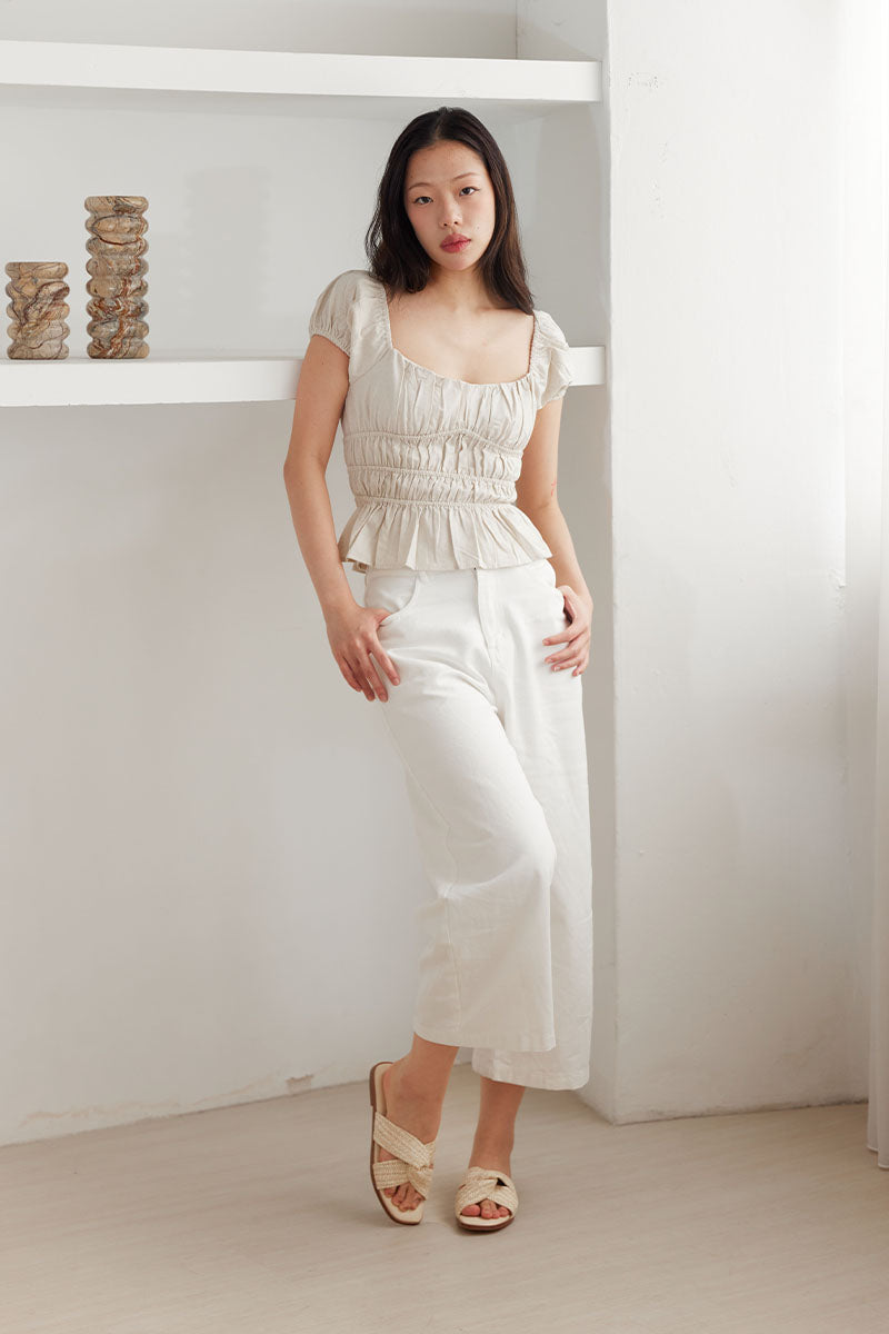 Jessie Cloud Sliders in Cream Rattan - Image 2