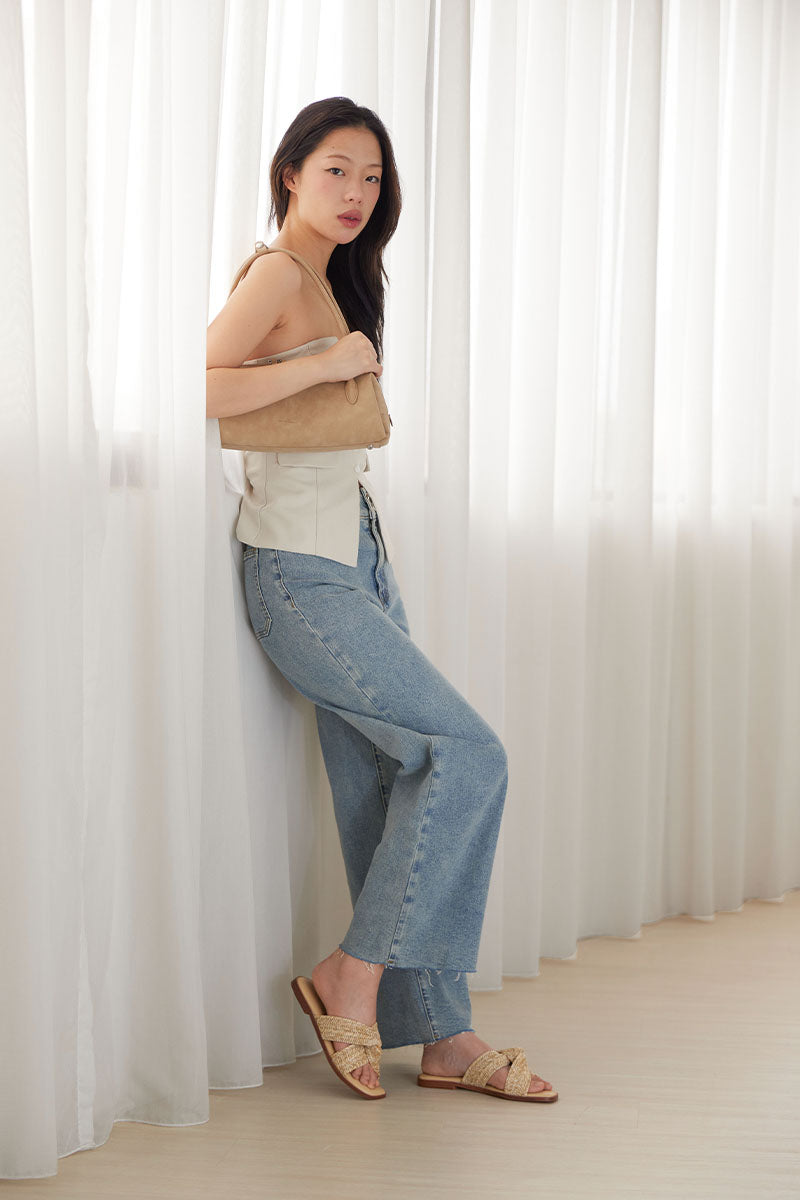 Jessie Cloud Sliders in Sand Rattan - Image 3