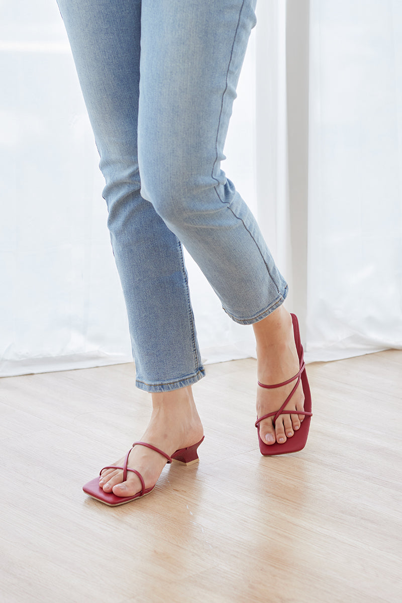 Jett Strappy Kitten Heels in Merlot - Image 3