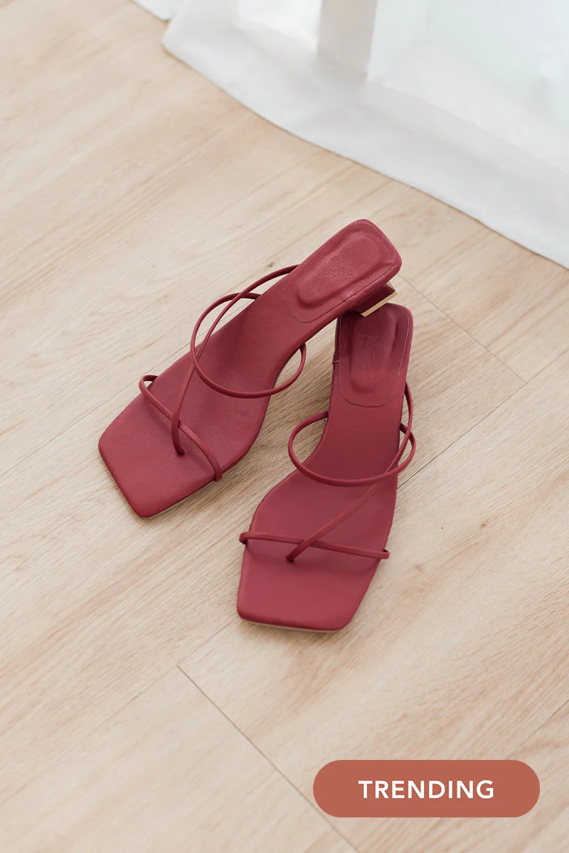 Jett Strappy Kitten Heels in Merlot - Image 7