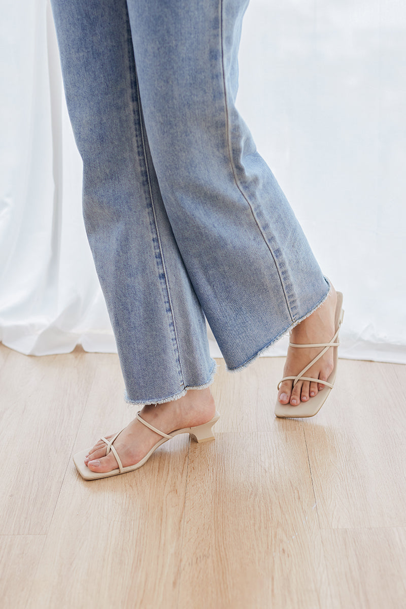 Jett Strappy Kitten Heels in Pale Nude - Image 3