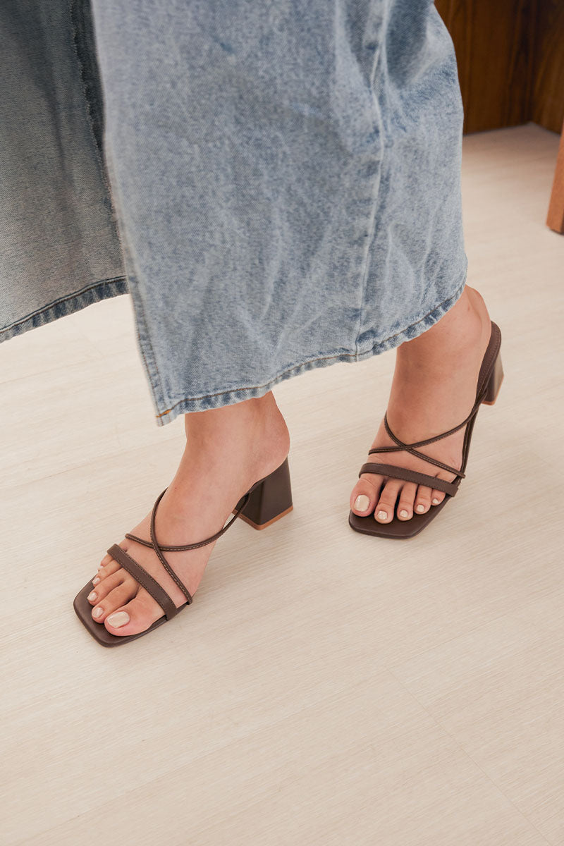 Joysie Strappy Block Heels in Cocoa - Image 2