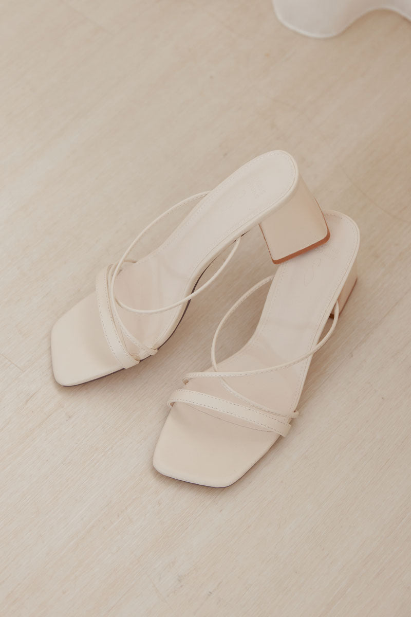 Joysie Strappy Block Heels in Cream - Image 5