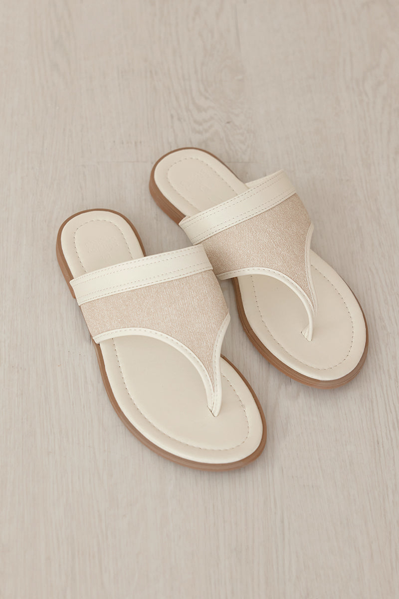 Kairi Thong Sandals in Cream / Waterproof Linen - Image 6